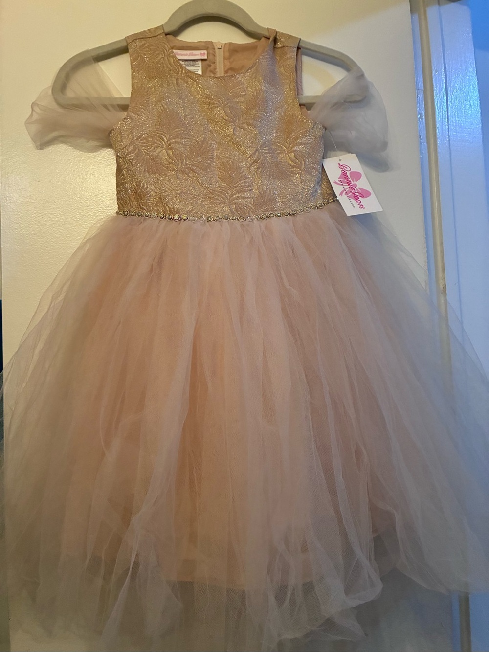 Golden princess dress brocade and tulle NWT 6X Bonnie Jean bibbidy bobbidi boo!